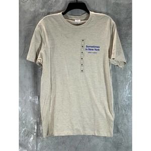 Cotton:On Men's Oatmeal Marle Sometimes In New York Tbar Text T-Shirt SZ M